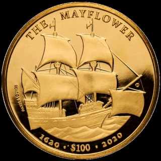 1 Unze Gold British Virgin 400 Jahre Mayflower 2020 Prooflike