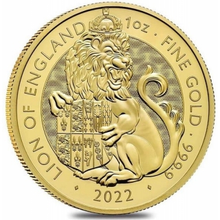 1 Unze Gold Tudors Beast The Lion England 2022 BU
