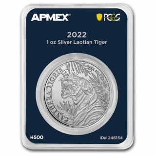 1 Unze Silber Laos 2022 - Tiger - Panthera Tigris Serie - 2022 BU - Coin Card
