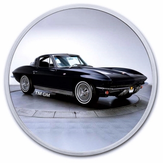 1 ounce silver Round 2023 BU - Chevrolet Corvette (1963) Black Stingray - General Motors Muscle Cars - Color Coin Card
