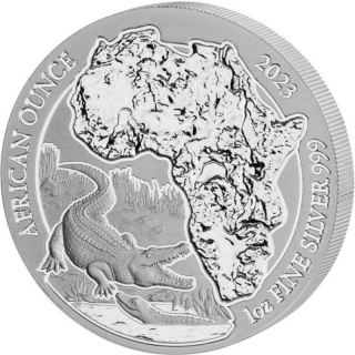 1 Unze Silber Ruanda 2023 - NIL-KROKODIL - African Ounce - 2023 BU - 50 RWF