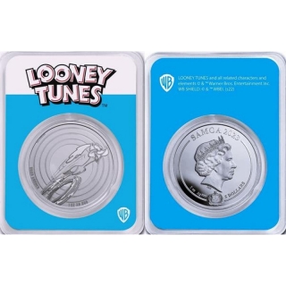 1 Unze Silber Samoa 2023 BU Coin Card - ROAD RUNNER - Looney Tunes Collection - 5$ - TEP