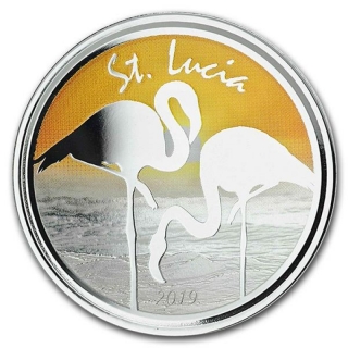 1 Unze Silver St. Lucia Flamingo 2019 Proof 2 Dollar, Flamingo (2) EC8