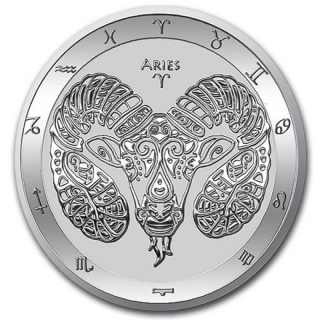 1 Unze Silber Tokelau 2 Dollars 2021 Sternzeichen Zodiac - Aries Widder BU