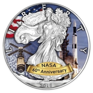 1 oz Silver American Eagle USA 2018 60 Years NASA - Skylab