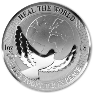 1 oz Cook Islands 2022 BU Friedensunze - Friedenstaube Heal the World - LIVE TOGETHER IN PEACE