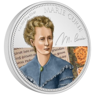 1 Ounce Silver Niue 2022  - MARIE CURIE - Woman in History (1) - 2022 Proof Color 2 NZ$