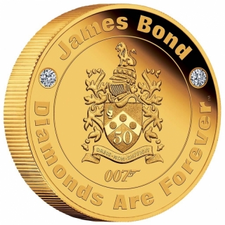 2021 Tuvalu 2 Oz Gold with Diamonds James Bond 007 - Diamonds Are Forever - 50th Anniversary Proof