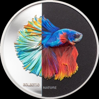 5 $ 2021 Cook Islands - 1 Oz Silber FIGHTING FISH Eclectic Nature Proof
