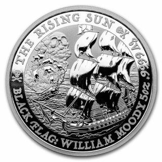 5 oz Silber Tuvalu 2022 BU - Rising Sun - Black Flag - 5$ - Kapsel