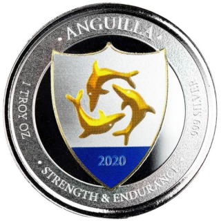2020 Anguilla 1 oz Silver Coat of Arms (3) EC8 Proof coloured