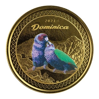 2021 Dominica 1 oz Gold Nature Isle  EC8 Sisserou Parr EC8 (Colorized)  (4)  