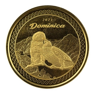 Dominica, 10 Dollar, 2021 Natur Insel Nature Isle EC8 (4)  Sisserou Parrot 1 Unze Gold, 1 oz BU