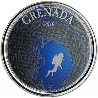 2019 Grenada 1 oz Silver Diving Paradise  (02) EC8 Proof (Colorized)