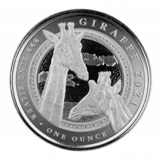 Guinea 1 Oz Silver Giraffe 1000 Francos 2021 Prooflike