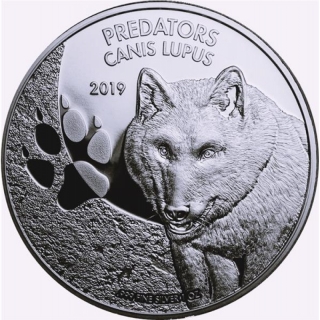 NEW* 1 ounce silver Congo 2019 Prooflike Finish - Canus Lupus - Series Predators - 20 Frs