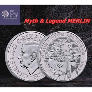 NEW* 1 ounce silver UK 2023 BU -  MERLIN - Druis Wizard Seeer Dragon Master - Series Myth & Legends Issue5 - United Kingdom