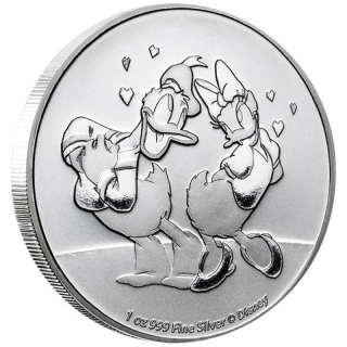 2021 Niue 1 oz Silver $2 Disney Donald & Daisy BU