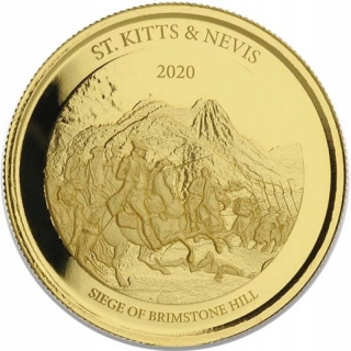 2020 St. Kitts and Nevis 1 oz Gold Brimstone Hill (3)  BU