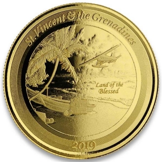 St. Vincent & The Grenadines,  10 Dollar, Seaplane (2) EC8 1 Oz Gold, 1 oz BU 2019