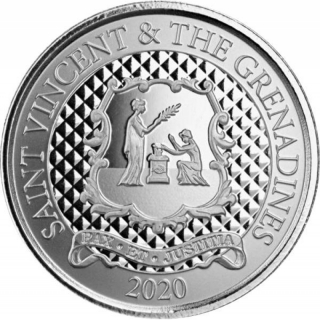 St. Vincent & The Grenadines,  2 Dollar, Pax Et Justitia (3) EC8 1 Unze Silver, 1 oz BU 2020