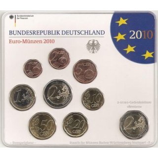 Deutschland Kursmünzensatz 2010 in ST 5er Set A D F G J