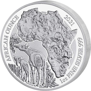 1 Unze Silber Ruanda Okapi  African Ounce 50 RWF Proof