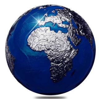 3 Oz Silber Barbados BLUE MARBLE AT NIGHT Planet Erde Kugelförmig 2021 AF coloured