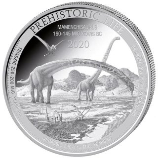 1 Unze Silber Kongo Prehistoric Life - Mamenchisaurus (3.)  2020