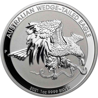 1 Oz Silber Australian Wedge Tailed Eagle 2021 original PM-Kapsel 1 AUD BU
