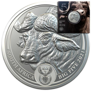 1 Unze Silber Big Five Büffel Südafrika 2021 BU