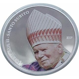 2.6 oz CuNi  Palau / Kongo / Liberia 2007 Proof mit 3 x 1 $ Papst Johannes Paul II- 1920 -2005 Santo Subito