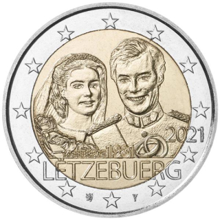 2 Euro Luxemburg 2021 Maria Teresa & Henri - 40. Hochzeitstag (Relief)