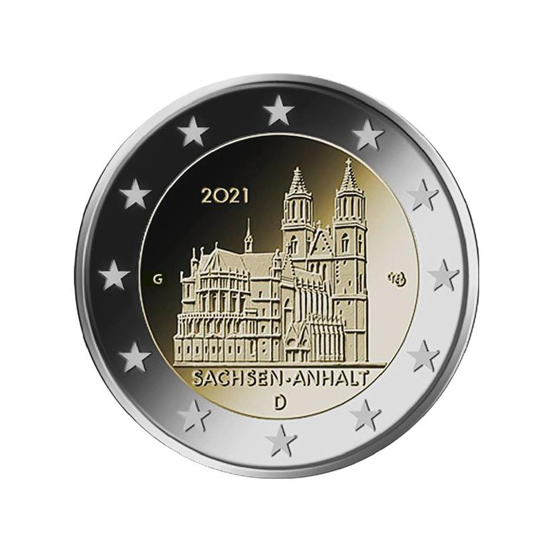 2 Euro Münze 2021 Sachsen Anhalt 2 Euro Set Deutschland 2021 Sachsen-Anhalt Magdeburger Dom Mz. G (Kar