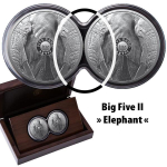 2 x 1 Unze Silber Big Five Serie II Elefant Doppel-Kapsel...