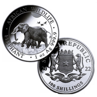1 oz Somalia Elefant 2022 BU - 100 Shillings - Serie Somalia Elefanten 2007-20xx