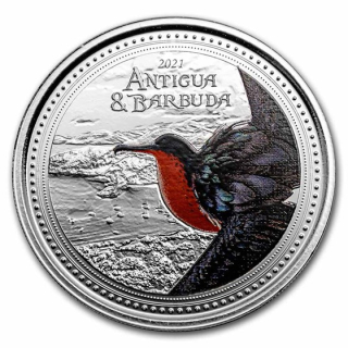 Antigua und Barbuda, 2 Dollar, Frigate Bird (4), 2021 EC8 1 UNze Silber, 1 oz Proof farbig