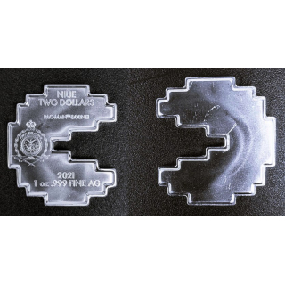 AURINUM*SUMMER*SALE** 1 Unze Silber Niue 2 NZD PAC-MAN Shaped PAC-STACK Stackable Pac Man 2021