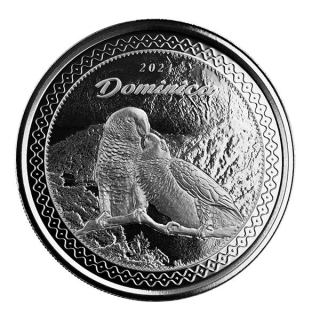 Dominica,  2 Dollar, 2021 Natur Insel Nature Isle EC8 (4)  Sisserou Parrot Unze Silber, 1 oz BU