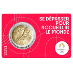 2 Euro Frankreich 2021 Olympische Spiele in Paris 2024  rote Blisterkarte Variante 2/5