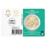 2 Euro Frankreich 2021 Olympische Spiele in Paris 2024  grüne Blisterkarte Variante 5/5