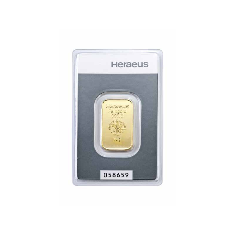 10 g Goldbarren Heraeus (geprägt) 999,99 im Blister