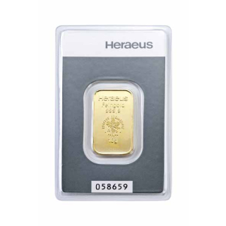 10 g Goldbarren Heraeus (geprägt) 999,99 im Blister