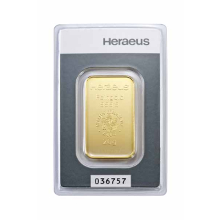 20 g Goldbarren Heraeus (geprägt) 999,99 im Blister