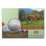 1 Unze Silber Kangaroo 1998 Australien in Coincard