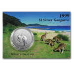 Australien 1 Unze Silber Kangaroo 1999 in Coincard