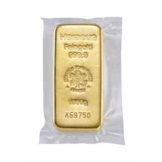 1.000 g Goldbarren Heraeus 999,99