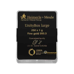 250 x 1 g Goldbarren Heimerle + Meule UnityBox 999,99