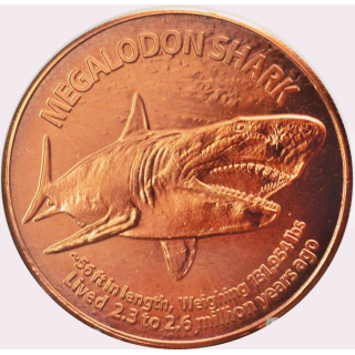 1 oz Kupfer Copper Round Megalodon Hai - Shark - Das Monster der Urmeere - 999,99 AVDP