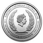 Montserrat,  2 Dollar, 2021 Blaugürtel-Kaiserfisch (04)  EC8 1 Unze Silber, 1 oz  farbig Proof